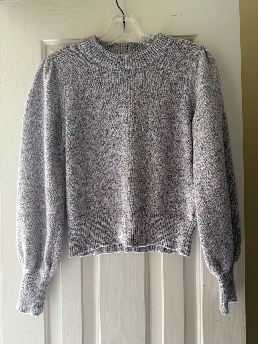 💜Marine Layer Alma Puff Sleeve Pullover Crewneck Sweater Purple Heather XS - Picture 8 of 8